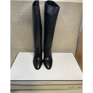 Coach and Four Black Leather Roan Boots 8M NIB NEW in Box Heels Italy